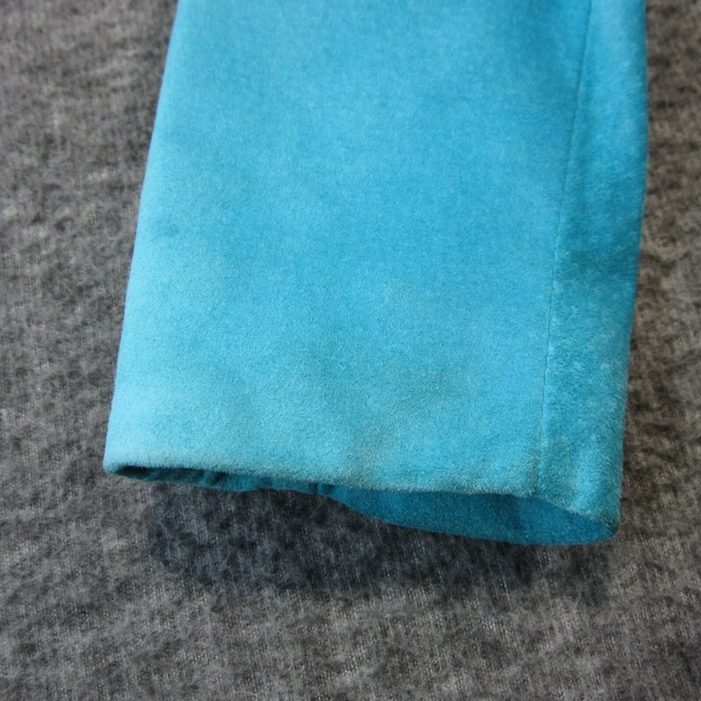 Vtg Burberry Suede Blazer Jacket Women 4‎ Teal Button Up Lined Luxury 80s 90s - Picture 8 of 12